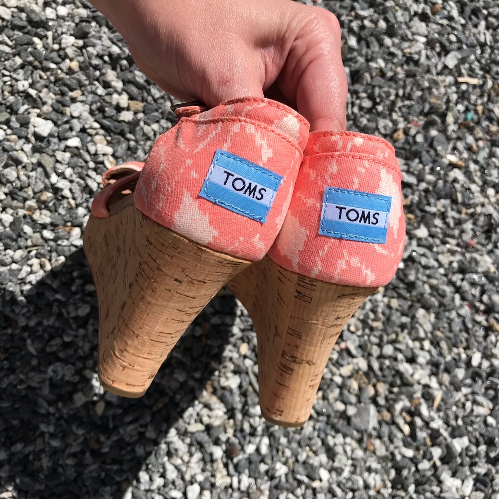 Toms Sienna pink canvas cork wedge sandals 8.5 - Picture 12 of 13